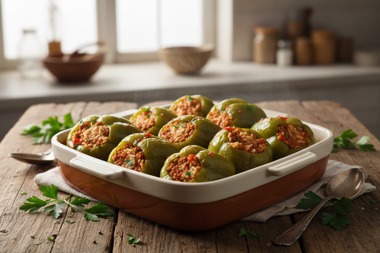 Kıymalı etli biber dolma tabağı